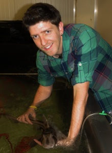 Ryan Kempster holding Port Jackson Shark Photo Credit Channing Egeberg
